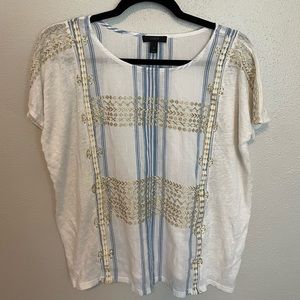 J. Crew White, Blue and Gold T-shirt sose Small